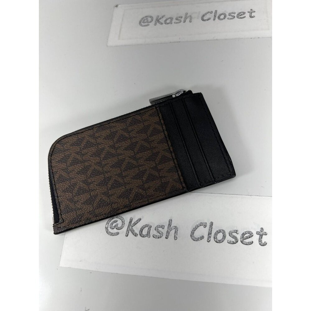 Michael Kors wallet mens cooper logo zip-around wallet brown black - Picture 2 of 4